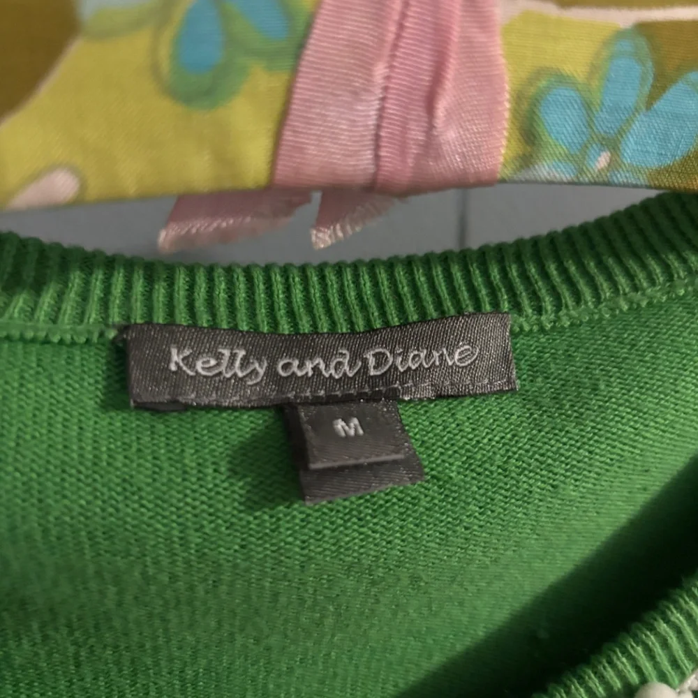 Green Pom Pom Accent Cardigan - Picture 3 of 6